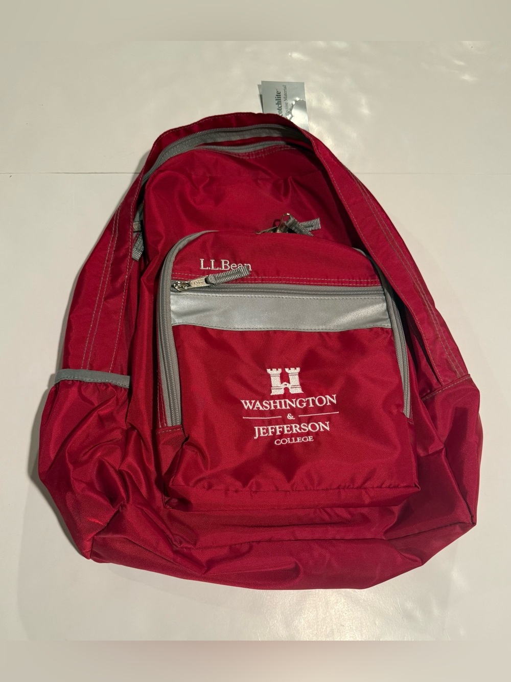 L.L. Bean Red Backpack with Gray Accents Washington & Jefferson College